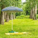 Harbour Housewares Blue Striped Beach Parasol UPF50+ 1.74m Diameter 1.93m High view 4