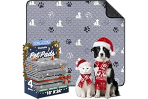 WanpeeGoo Washable Pee Pads for Dogs, 4 Pack Absorbent Reusable Training Dog Pads Pet Puppy Pads, Non-Slip Potty Pads for Whelping, Playpen, Crate, Bed, Grey 18"x24"