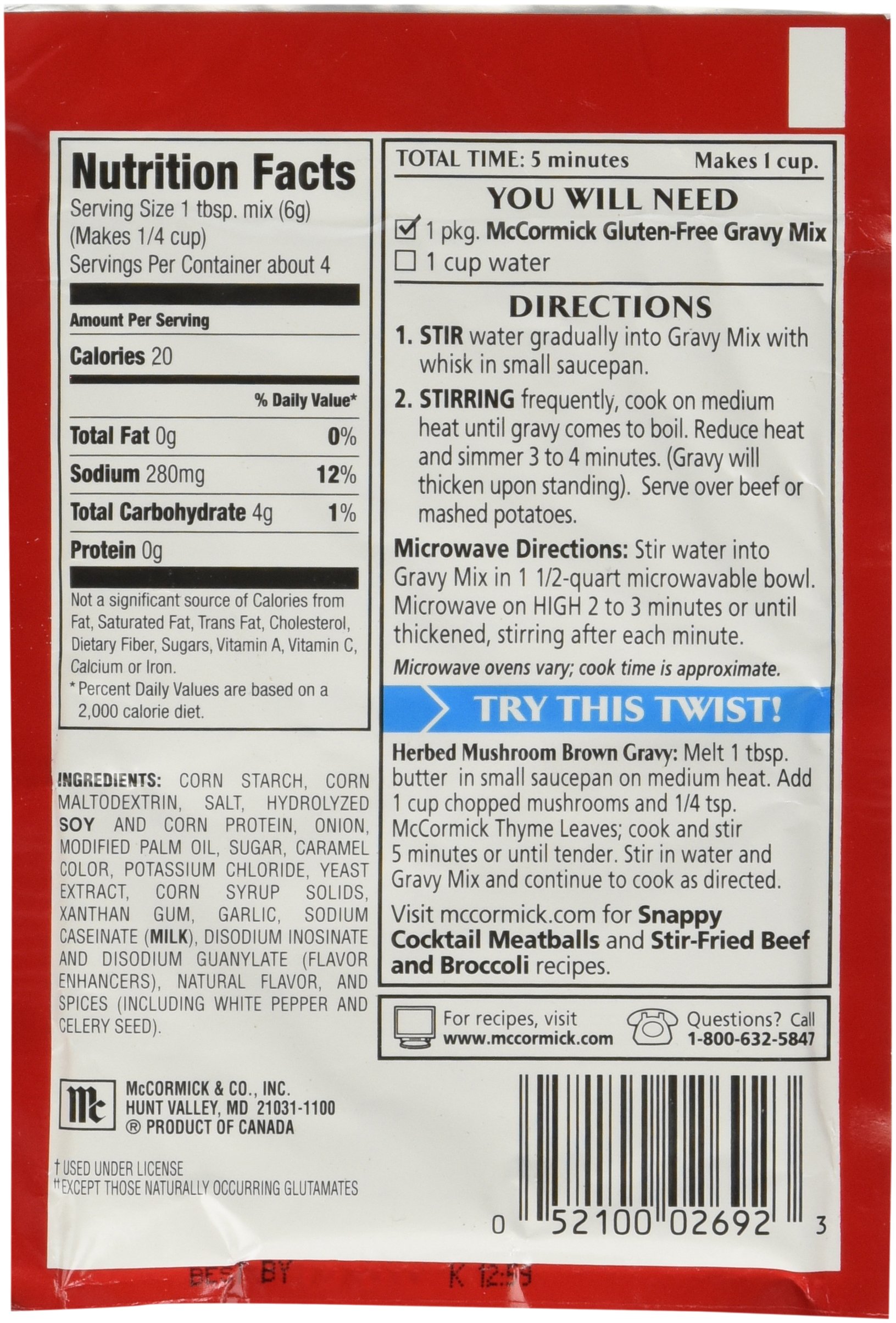 McCormick Gluten Free Brown Gravy Mix (4 Pack) .88 oz Packets Pricepulse