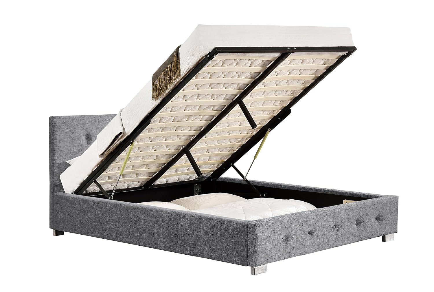 Unmatchable Fabric Ottoman Storage Bed Frame in Velvet or Chenille