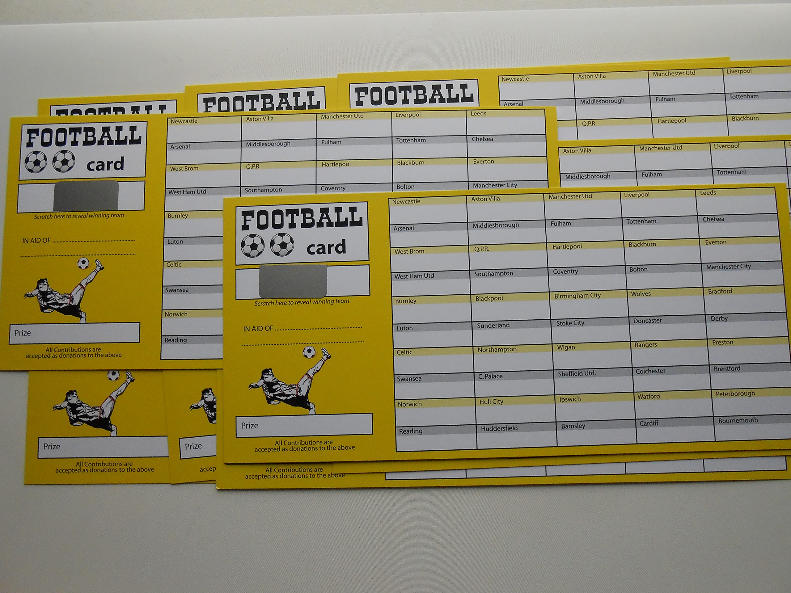 50 SPACE FOOTBALL TEAMS THEMED SCRATCH CARDS SET OF 25 EASY WAY TO RAISE £625