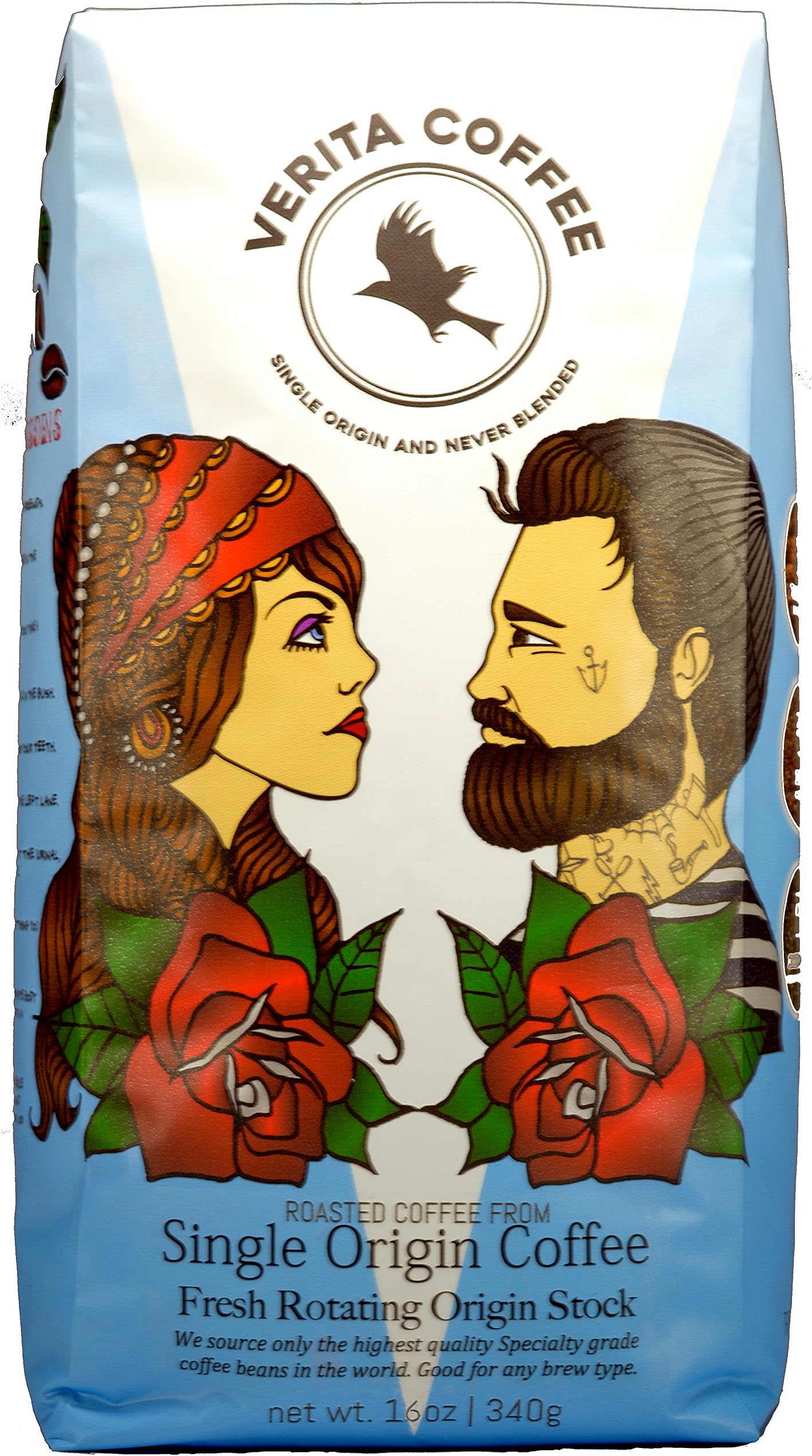 Verita Coffee Single Origin Light Roasted Whole Bean Coffee 1 pound
