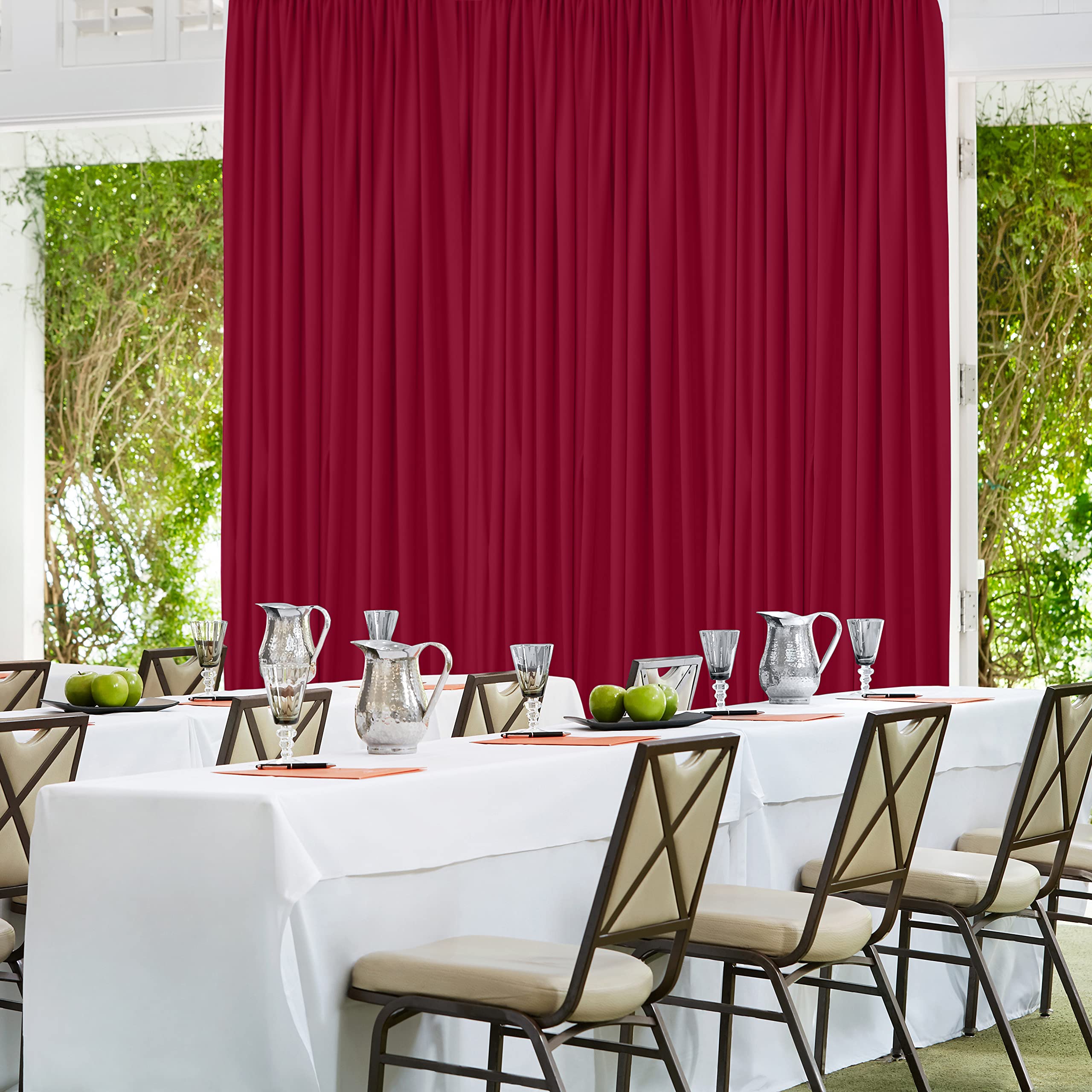 AK TRADING CO. 10 feet x 10 feet Polyester Backdrop Drapes Curtains Panels with Rod Pockets - Wedding Ceremony Party Home Window Decorations - Burgundy (DRAPE-5x10-BURGUNDY)