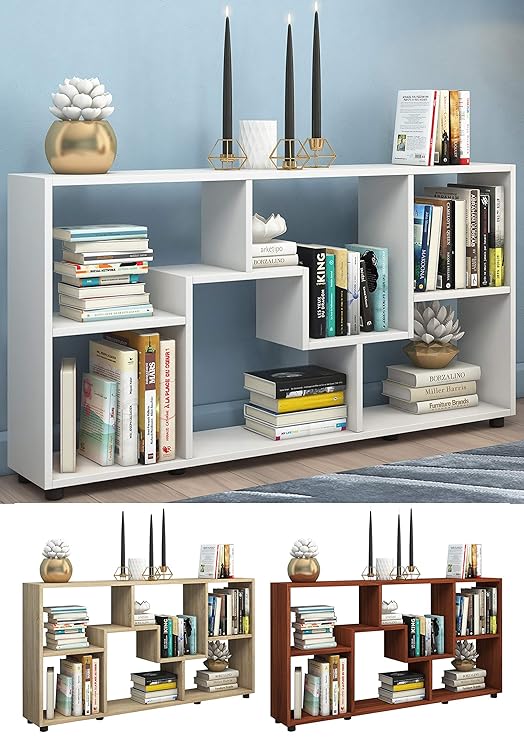 VCM Regal Standregal Kommode Bücherregal Sideboard Aufbewahrung Holz Raumteiler Pintal Kern-Nussbaum