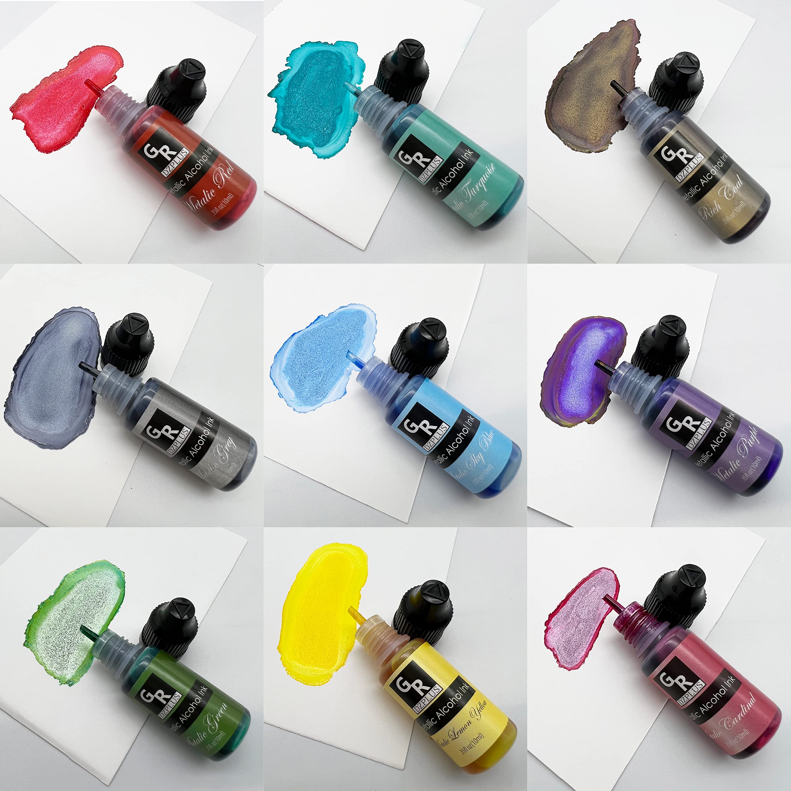 Metallic Alcohol Ink Set -26 Metallic Colors Alcohol Based Ink for Resin Art, Fluid Art,Resin Craft,Resin Petri Dish，Alcohol Ink Paint for Yupo,Tumbler (Metallic 26 Color Set)