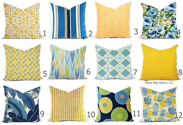 Amazon Com Outdoor Custom Pillow Cover Royal Light Blue Yellow