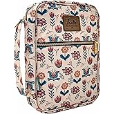 Performore Floral Bible Bags for Women - Stylish & Functional Zippered Book Cover with Handle and Pockets - Fits Standard & Large Size Study Bible Carrier