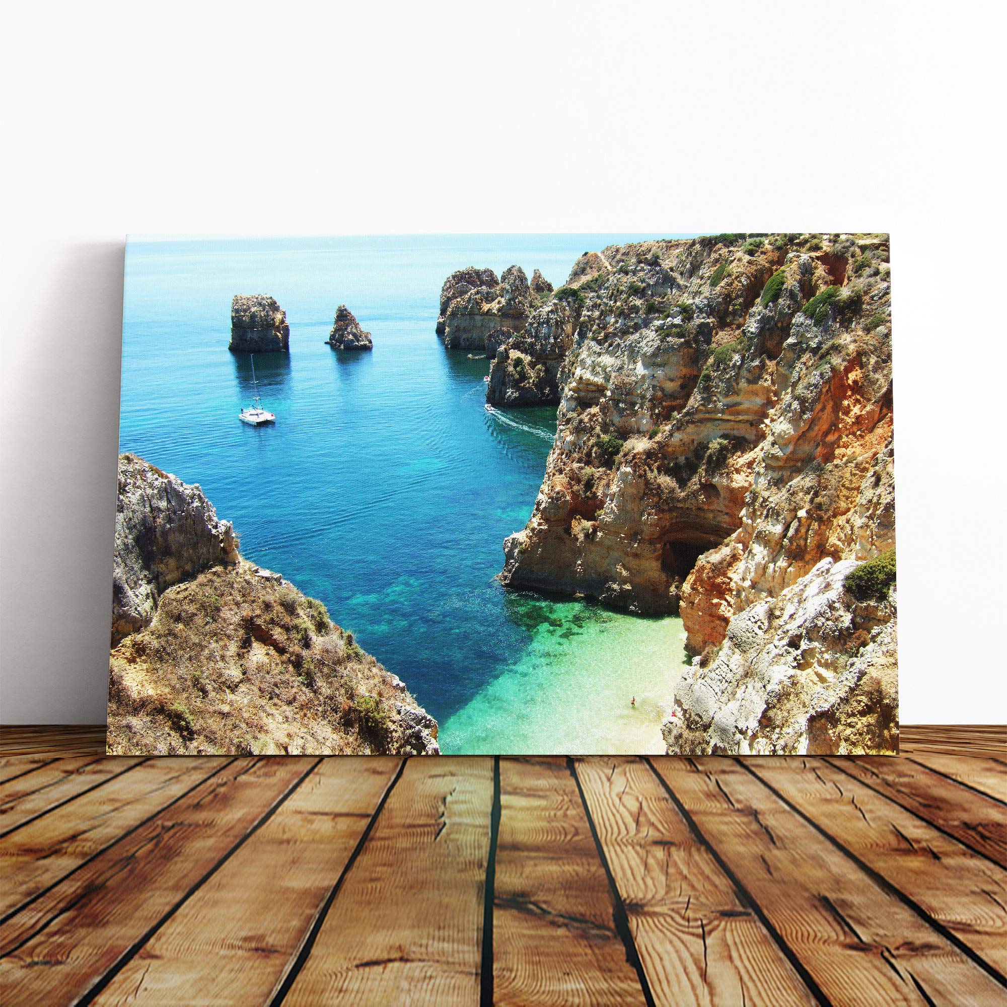 Seascape Coast Portugal (2) Canvas Print | Gallery Wrapped 30mm Frame Wall Art | 20x14 inches | Ready to Hang | Modern Seascape Picture | Living Room Bedroom Lounge Office