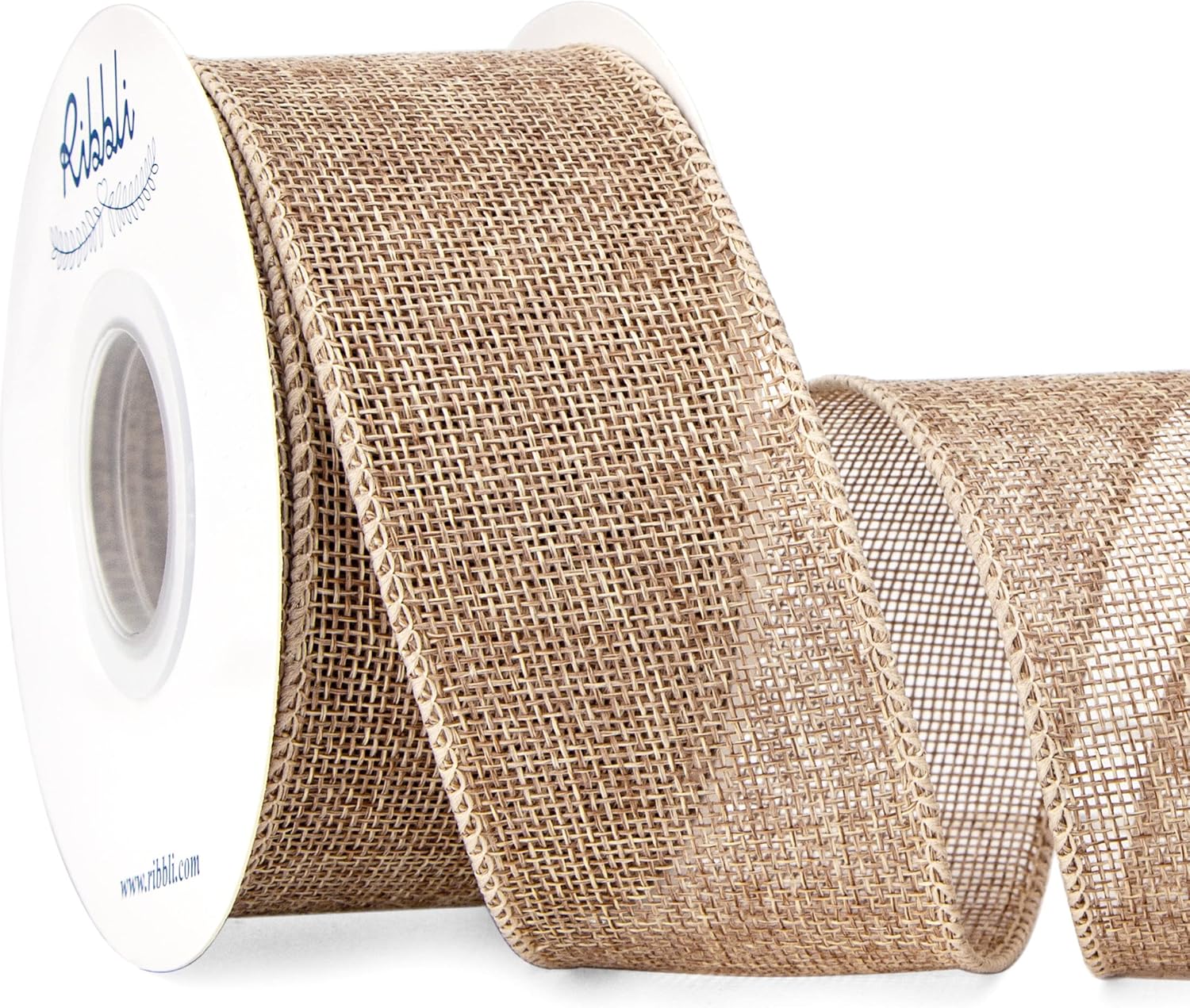 Bows & Ribbons - Ribbli Natural Burlap Wired Ribbon,2 Inch x Continuous 10 Yard, Wired Edge Ribbon for Big Bow,Wreath,Tree Decoration,Outdoor Decoration