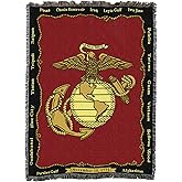 Pure Country Weavers US Marine Corps - Emblem Blanket XL - Gift Military Tapestry Throw Woven from Cotton - Made in The USA (82x62)
