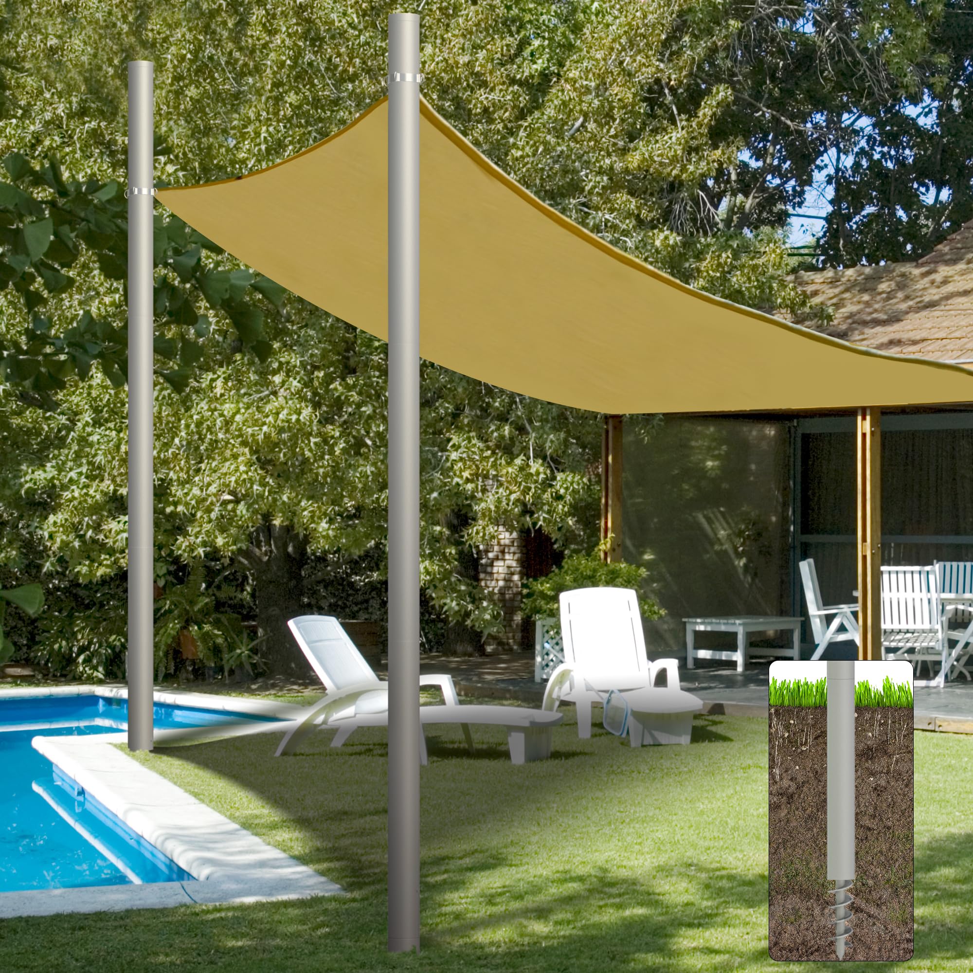 Mua Shade Sail Poles, Heavy Duty Sun Shade Poles, Screw in Poles for