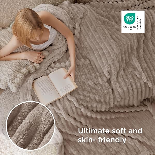 BEDSURE GENTLESOFT LIGHT BROWN FLEECE BLANKET FOR COUCH – COZY SOFT BLANKETS FOR WOMEN, CUTE SMALL THROWS FOR GIRLS, 90X90 INCHES