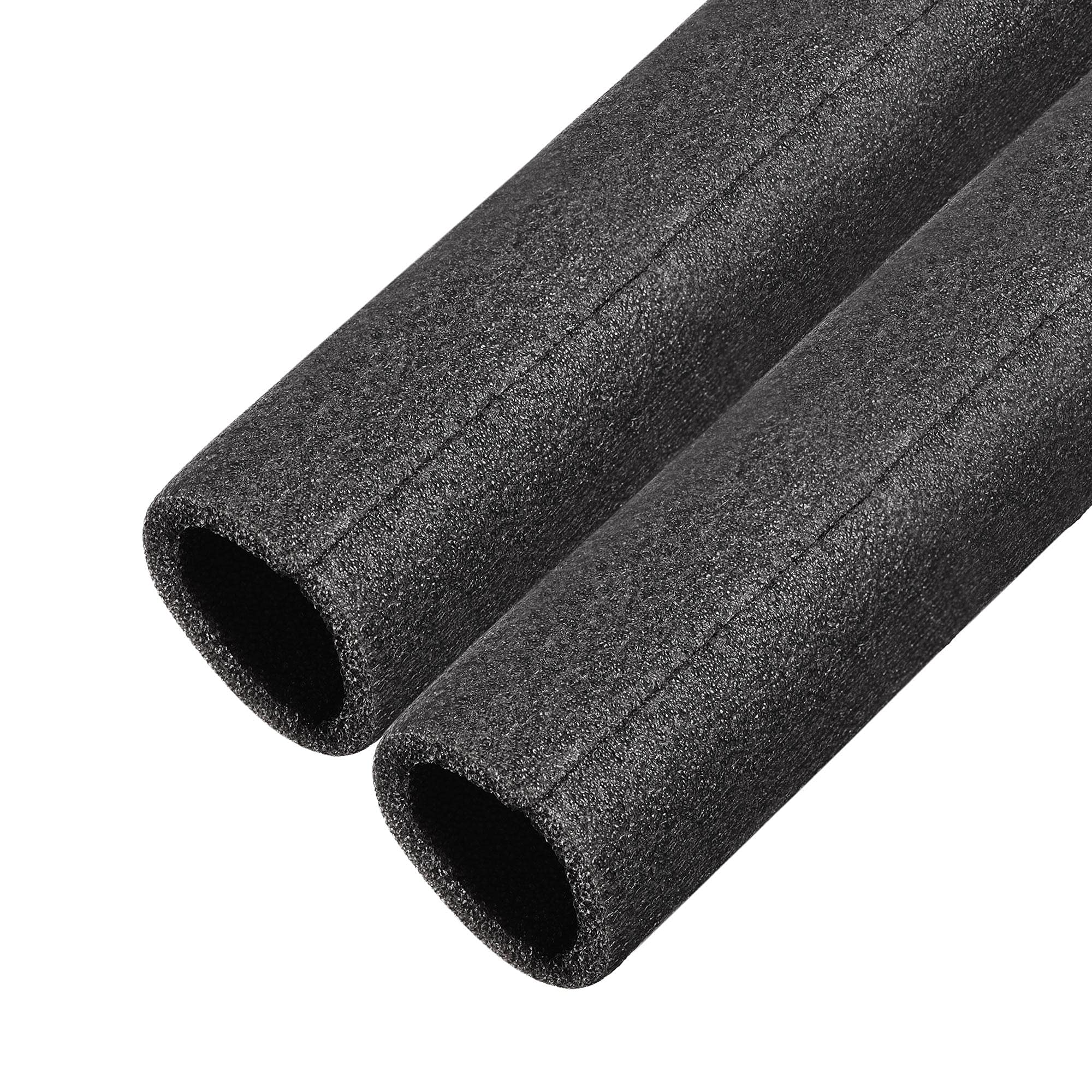 sourcing map Foam Tube 1.64 Ft Length 1.17in ID 1.56in OD Hollow Pipe Cover for Protecting Pipes and Heat Preservation Black 2 Pack
