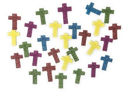 Sea View Treasures 500 Piece Mega Bulk Glitter Cross Foam Craft Kit Stickers Assortment