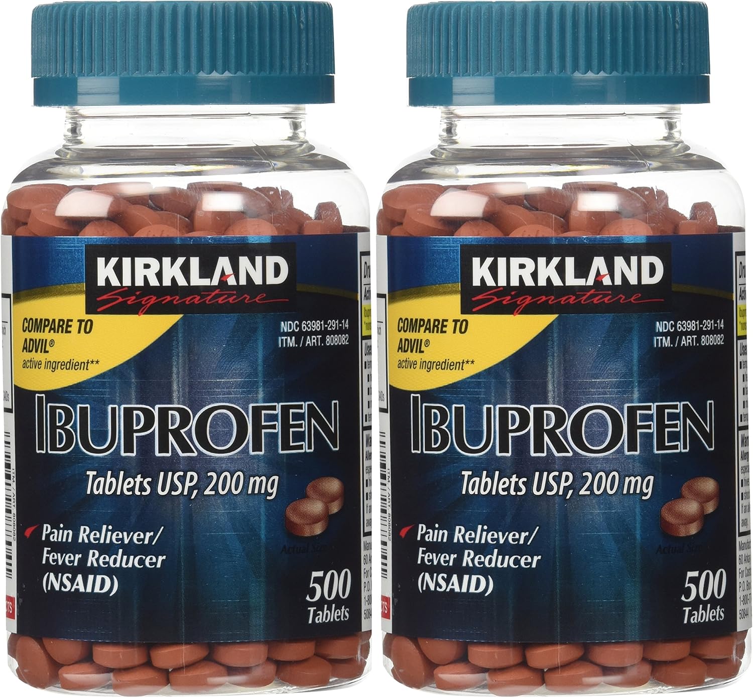 Kirkland Signature USP Ibuprofen, 2 Bottles 200 mg of 500 Tablets Each: Health & Personal Care