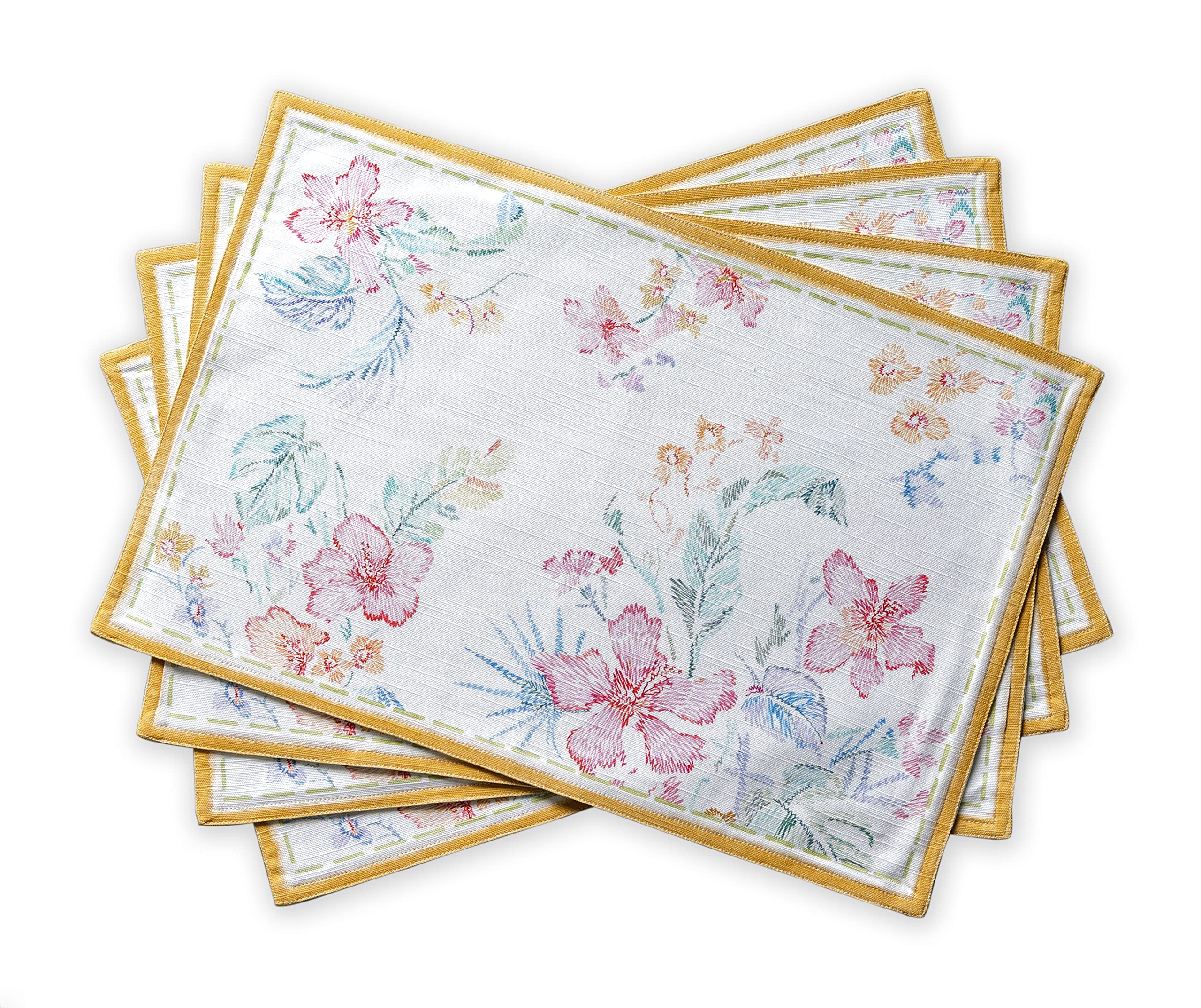 Maison d' Hermine Placemats Set of 4 100% Cotton Washable Reusable Table Mats for Home Kitchen Dining Party Wedding Restaurant Gifts for Mothers Day (Paradise Island, 33 CM x 48 CM)