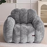 MAXYOYO Bean Bag Chair, Cloud Shaped Bean Bag Sofa for Adults, Soft Stuffed Lazy Floor Sofa with Supportive Filling, Comfy Single Couch for Living Room, Bedroom, Apartment, Dark Grey
