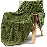 Whale Flotilla Lightweight Fleece Throw Blanket for Couch, Fuzzy Soft Blankets with Decorative Jacquard Pattern for All Season, Warm and Fluffy, 50x60 Inch, Olive