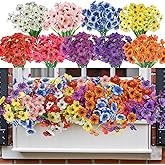 Nepfaivy Artificial Flowers for Outdoors Realistic - 27 Bundles Uv-Resistant Fake Flowers for Outdoor Planters, Fade-Proof Silk Faux Flowers Plants for Outside Garden Porch Window Box Decoration
