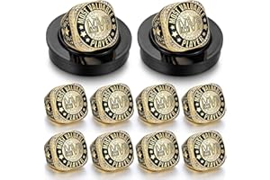 Highergo 10pcs Football Soccer Volleyball Baseball MVP Golf Championship Trophy Ring with Display Chain Stand Softball Basketball Cheerleading Bowling Track Field for Award Gift