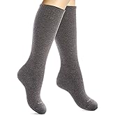 SocksLane Cotton Compression Socks, 15–20 mmHg Graduated Support, Knee-High Medical Compression (Charcoal Gray S/M)