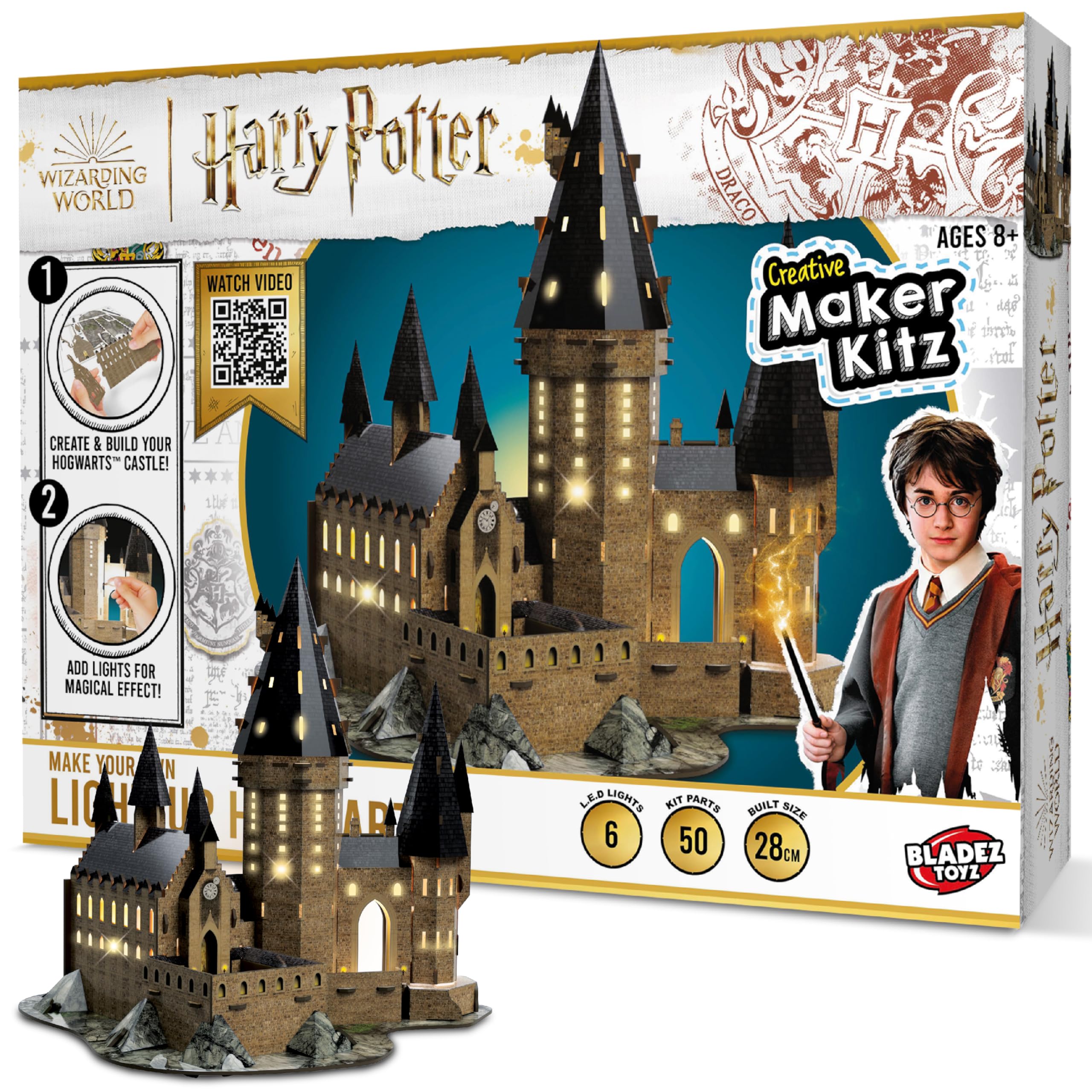 BLADEZ Harry Potter Toyz Make Your Own Light-Up Hogwarts-Magical Craft Kit with LED Lights & Easy Assembly - Official Harry Potter Gift for Kids - Fun Art Set for Kids 8-12 & Creative STEM Learning