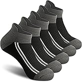 Gonii Men's Running Athletic Ankle Socks - Thick Cushioned Low Cut Socks (5 Pairs)