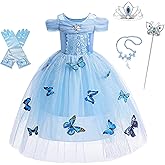 Dressy Daisy Toddler Little Girls' Princess Dress Costume with Accessories Halloween Fancy Dresses Up Butterfly Size 4-5 Blue