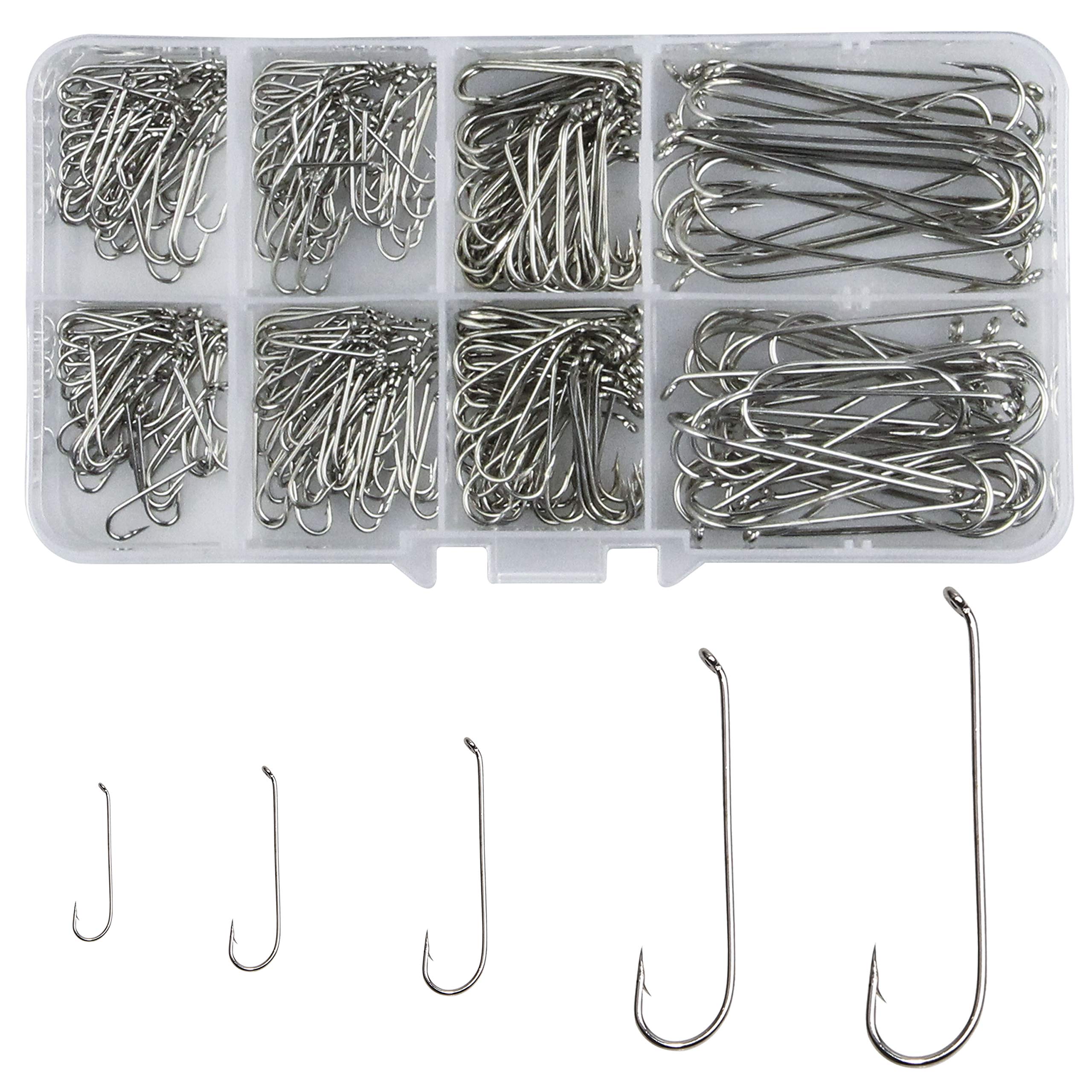Shaddock Fly Fishing Hooks Set - 350pcs/box High Carbon Steel Fly Tying Fishing Hooks for Freshwater Game Fish Size #2, #4, #12, #14, #16