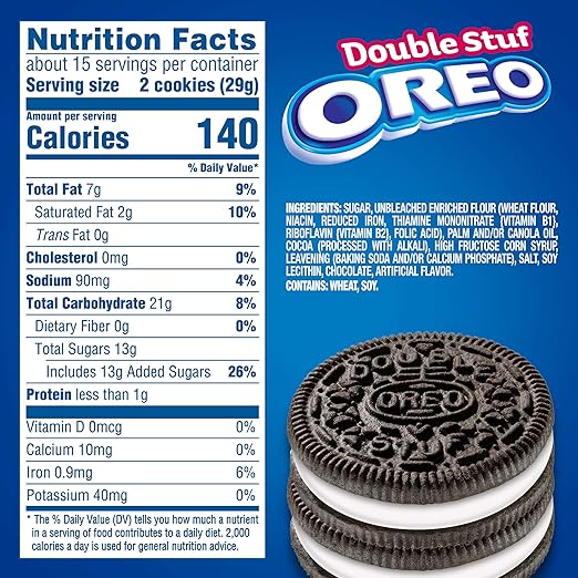 Amazon Com Oreo Double Stuf Chocolate Sandwich Cookies 15 35 Oz Prime Pantry