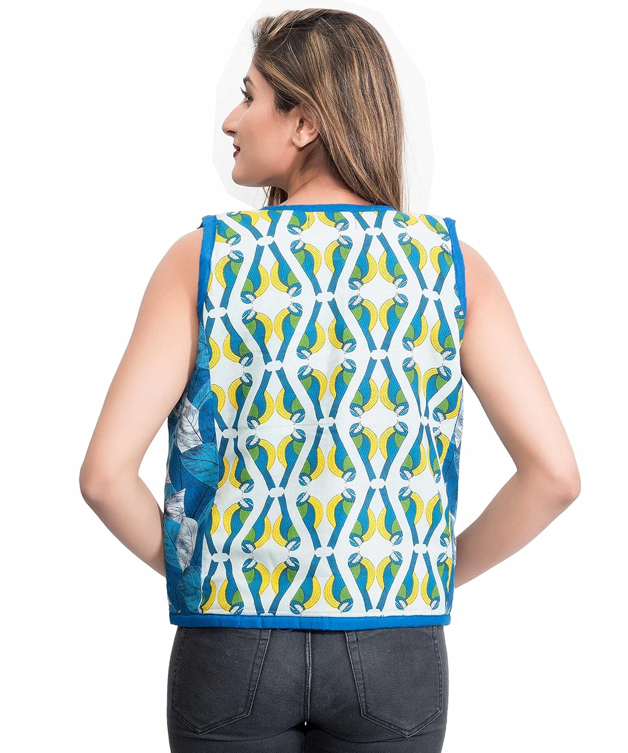resha womens printed cotton quilted gilet