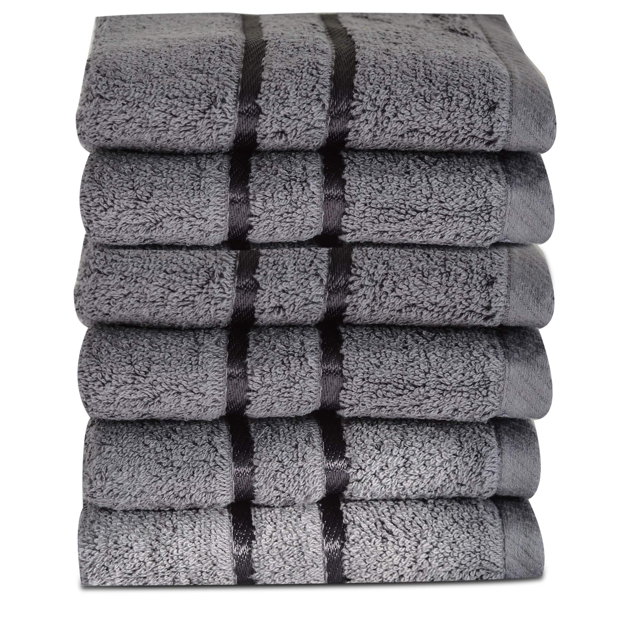 Towelogy® 600GSM Cotton Washcloths Multipack Quick Dry Flannels Face Towels Hotel Spa Bathroom Make Up Remover Cloths 30x30cm (Grey Charcoal, Pack Of 10)