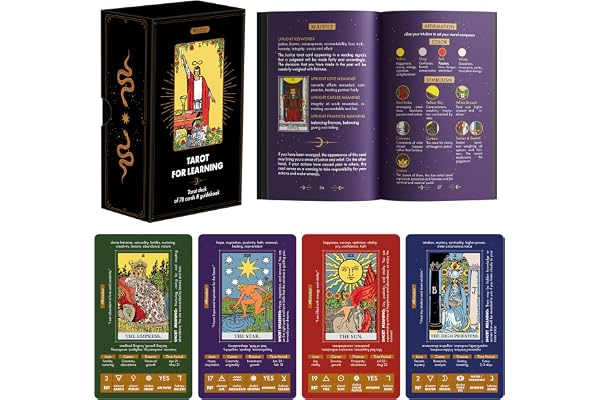 Wyspell Tarot for Learning - Tarot Cards with Meanings on Them - Beginner Tarot Deck with Meanings on Them - Tarot Cards for