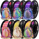 UGUESS PLA+ Silk 3D Printer Filament Bundle, 1.75mm Tri Colors PLA+, 250g&times;6 | 6 Packs Shiny Silk PLA+ Filament Bundle, Beginner Friendly Multicolor Bundle, Easy Printing, Fits with Most FDM 3D Printers