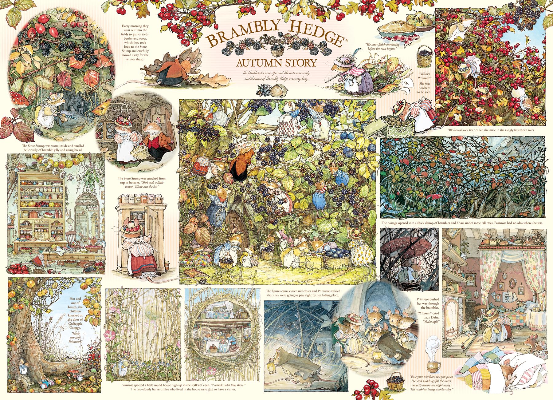 Cobble Hill 1000 Piece Jigsaw Puzzle - Brambly Hedge Autumn Story - Poster Included, 26.625" x 19.25"