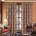 Loom and Mill Luxury Jacquard Curtains for Bedroom, Burgundy Red Lined Damask Curtains 2 Panels with Tiebacks, Floral Window Curtain for Living Room Banquet Christmas Decor(52”Wx 84”L, 2 Panels)