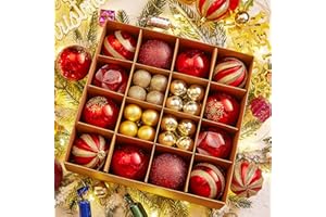 WINDIMILEY 44PCS Christmas Balls Ornaments Set: Red and Gold Decorations Christmas Ball 2025 Xmas Tree Shatterproof Hanging Gifts for Womens Men Holiday Party Indoor Outdoor 10 Style