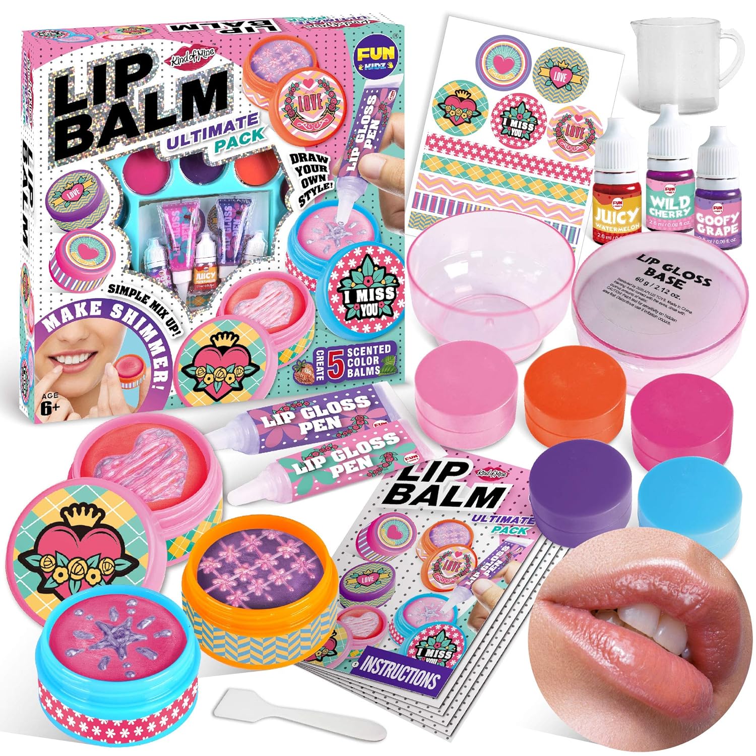 Amazon Com Real Lip Balm Kit For Kids Funkidz Lip Gloss Kit Make Your Own Colorful Design Balm With 5 Fragrances Perfect Birthday Present Makeup Kit For Girls Ages 6 And Up Beauty