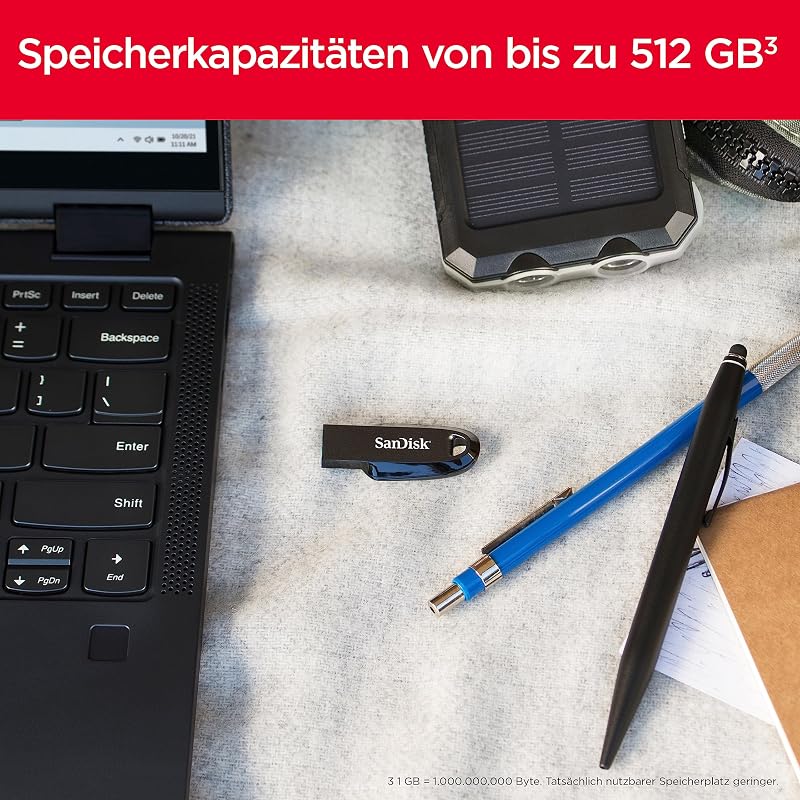 Ultra Curve 3.2 Flash-Laufwerk 128 GB (bis zu 100 MB/s Lesen, RescuePRO Deluxe-Software, Schlüsselringöse) Schwarz