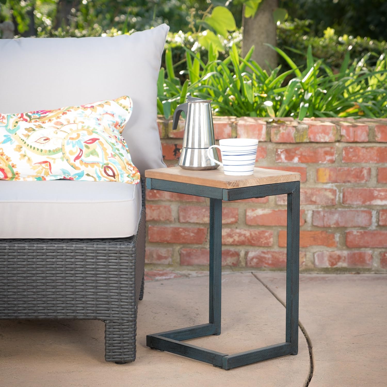Christopher Knight Home Caspian Outdoor Firwood C Shaped Table, Antique Finish : Garden & Outdoor