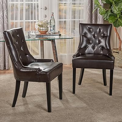 Christopher Knight Hayden Tufted Brown Leather Dining Chairs