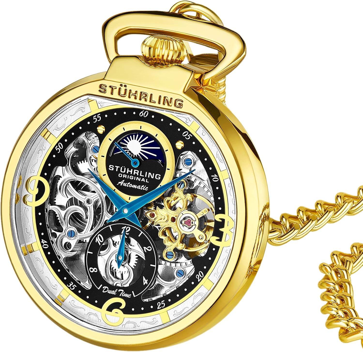 Stuhrling Orignal Mens Pocket Watch Automatic Watch Skeleton Watches