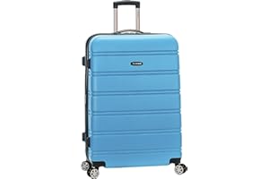 Rockland Melbourne Hardside Expandable Spinner Wheel Luggage, Turquoise/Aqua, Checked-Large 28-Inch