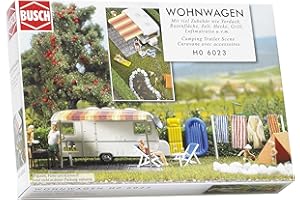 Busch HO Scale (1:87) 6023 Caravan Model Vehicle with Accessories for Adults