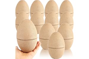 12 Pcs 6 Inch Brown Paper Easter Eggs Unpainted Empty Craft Eggs Large Paper Mache Egg for Easter Decor DIY Projects Hunt Gam
