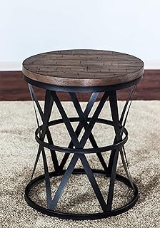 Amazon Com Metal Accent Table With Drum Shape Brown Kitchen Dining
