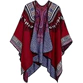 EXCHIC Women's Retro Shawl Wrap Open Front Poncho Cape Cardigan for Fall Winter