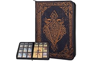 LYNX Trading Card Binder - 9 Pocket Album w Zipper - 360 Side Loading Folder for TCG - 3D PU Leather - For MTG, Disney Lorcana Trading Card Game, Magic The Gathering, Pokemon - Book Accessories Gift - Blue