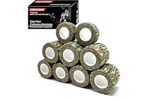 FRESINIDER 9 Rolls Self Adhesive Wrap Athletic Tape Gauze, Breathable Elastic Cohesive Bandage for Sports Injury & Pet (7 Pcs 2" x 5 Yards + 2 Pcs 1" X 5 Yards) (Asian Tiger Camo)
