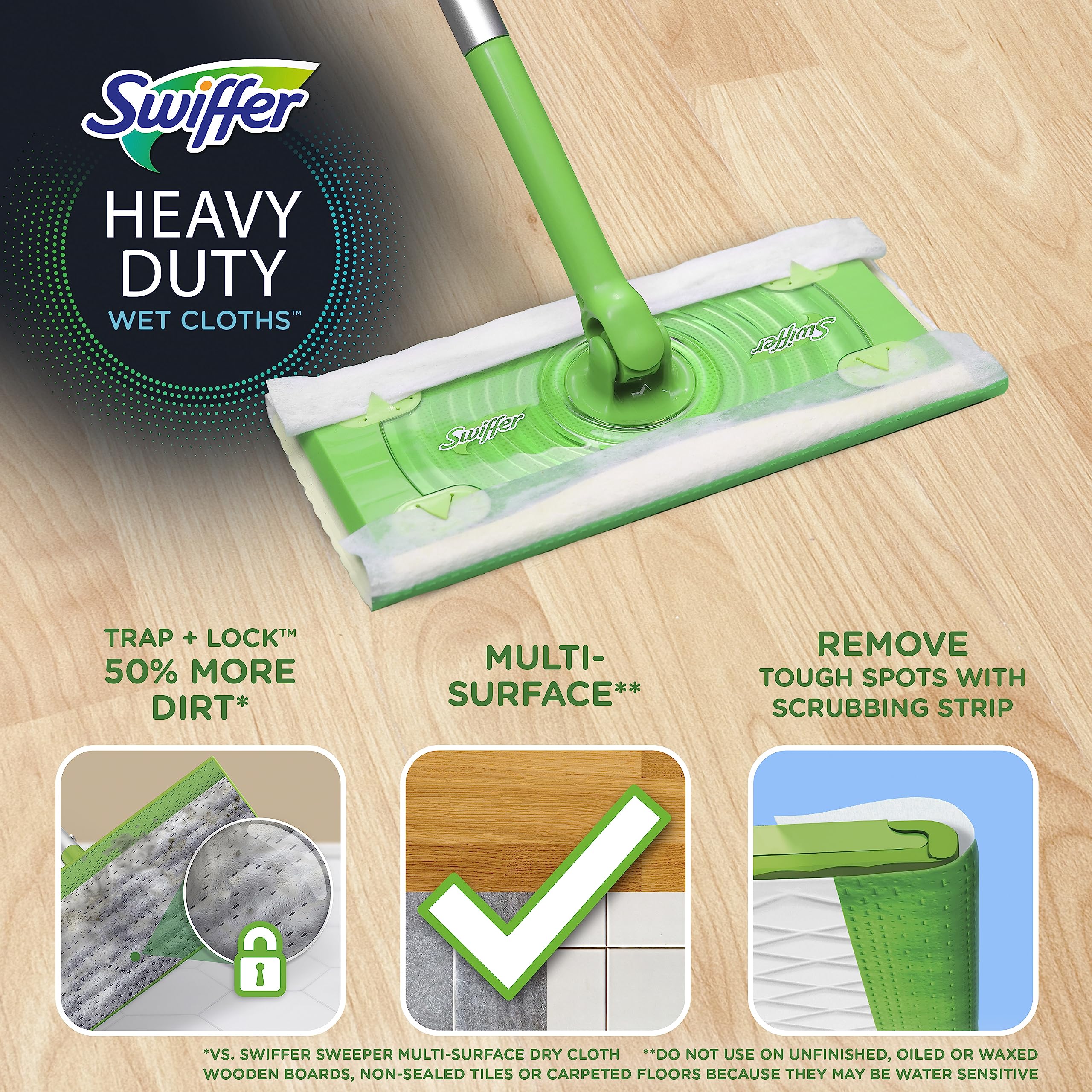 Swiffer Sweeper Pet Heavy Duty Multi-Surface Wet Cloth Refills for Floor Mopping and Cleaning, Fresh scent, 20 count (Packaging May Vary)